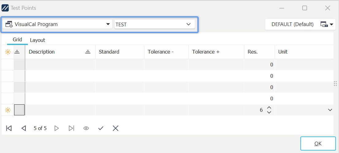 Test Points Using VisualCal Program