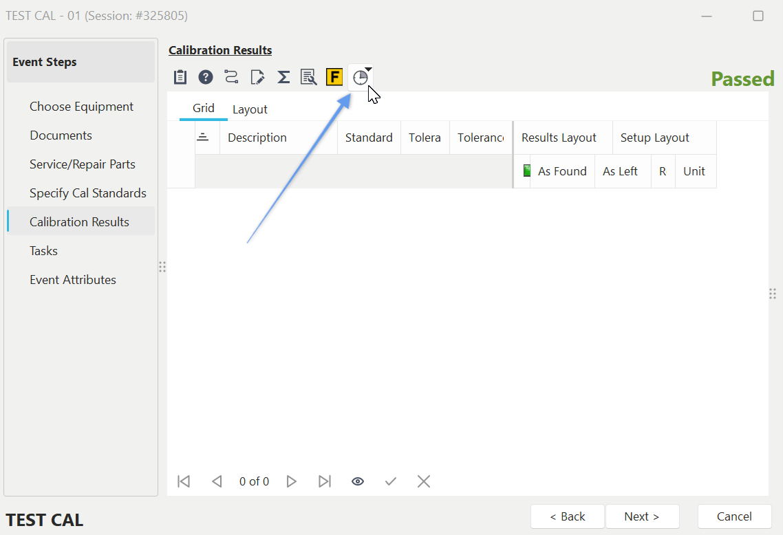 Calibration Results Grid in Events - 'Call External Program' button