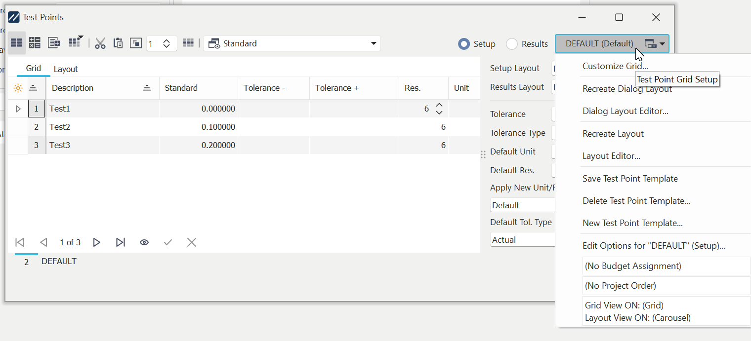 Test Point Wizard - Locate 'Grid Customization'