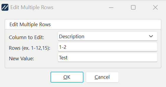 Edit Multiple Rows Dialog