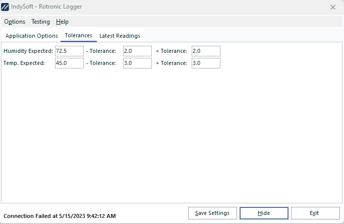 HygroFlex Logger - Tolerances