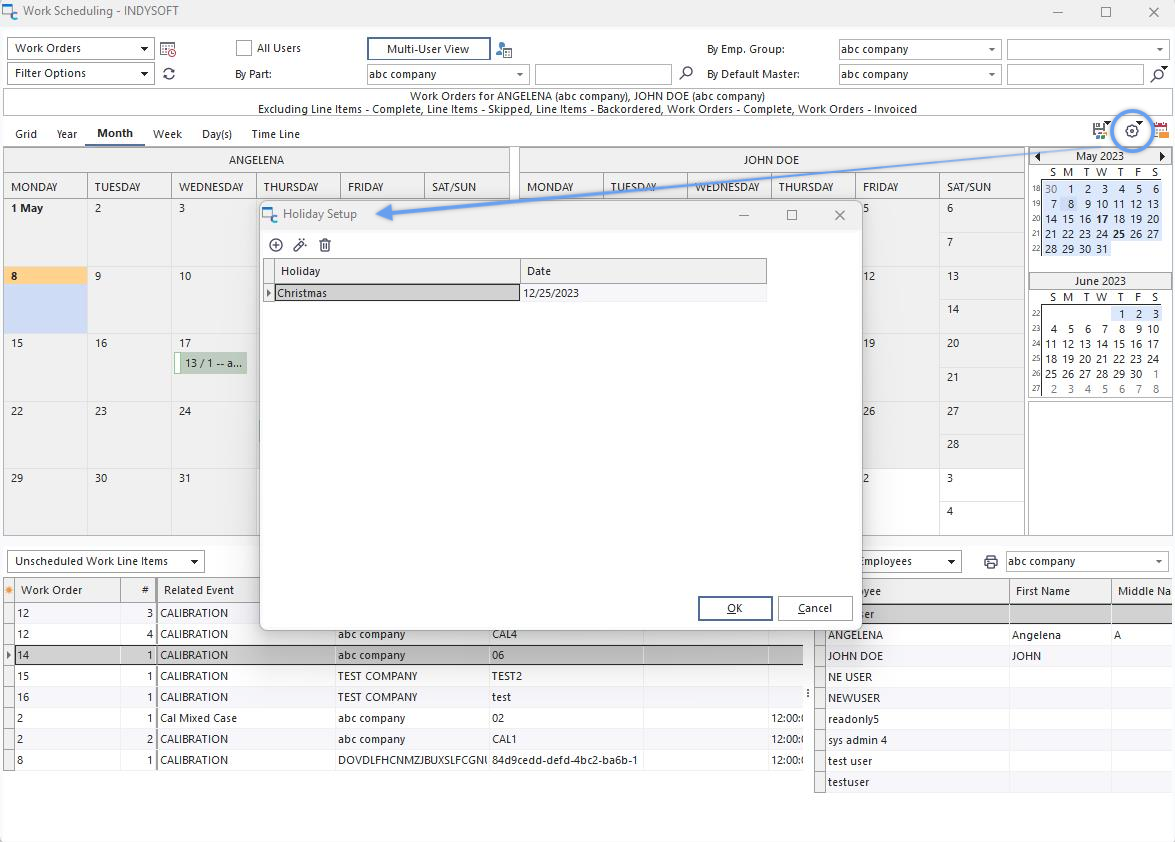 Holiday dialog can be manually input for Read-Only display.