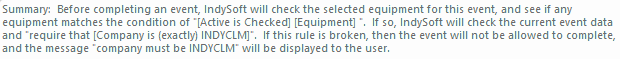 Event Completion Rule Summary