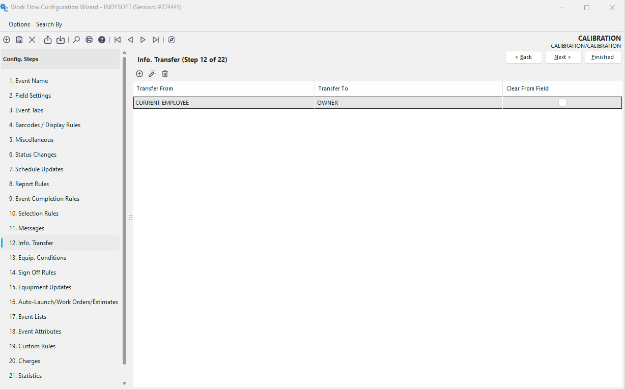 Configuration Wizard - Step 12 of 22 - Info. Transfer