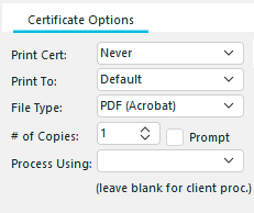 Report Rules - Certificate Options