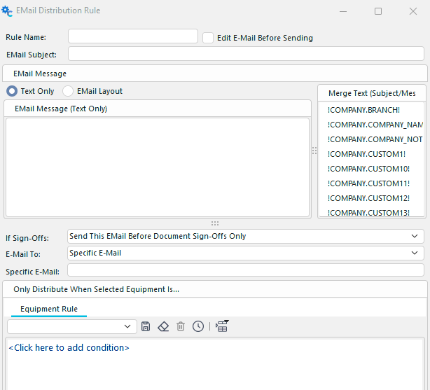 Add New Email Distribution Rule