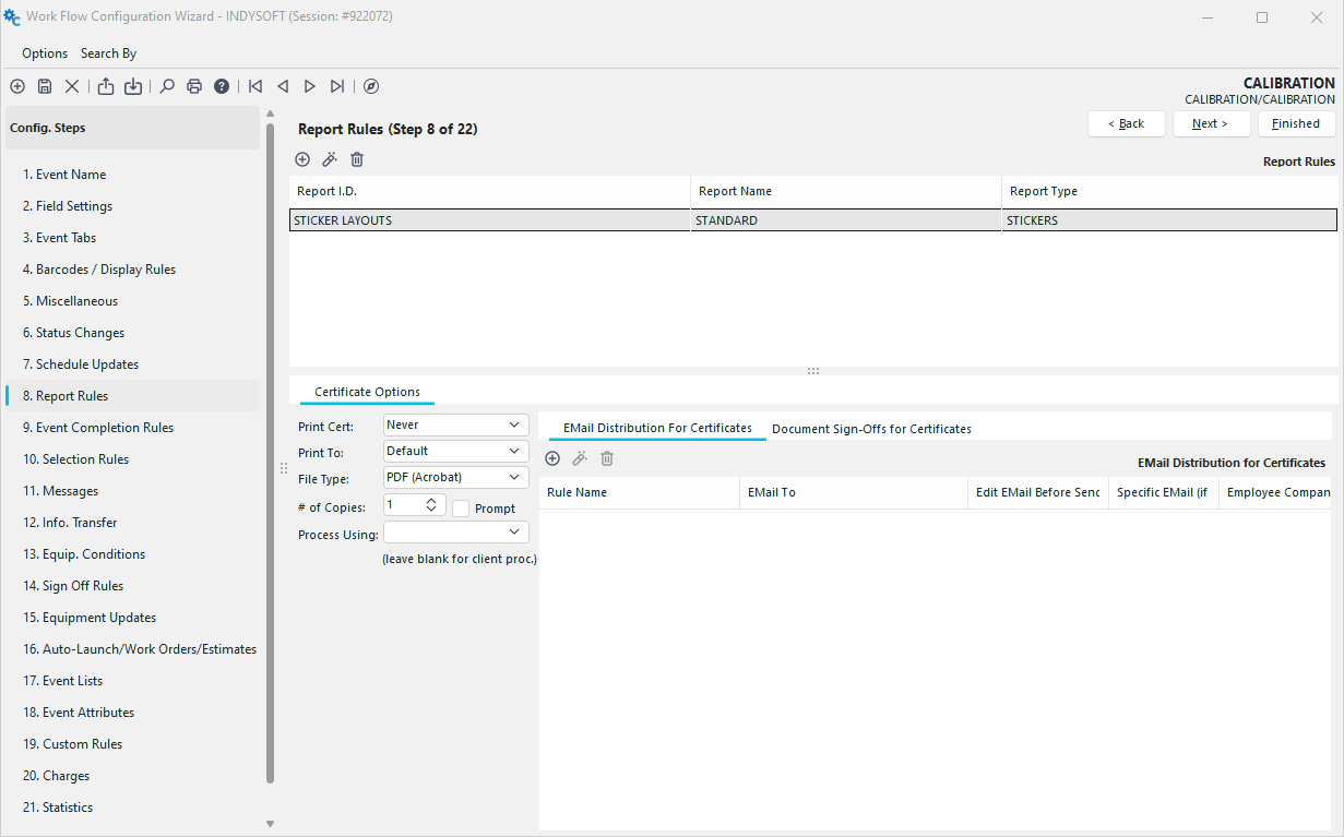 Configuration Wizard - Step 8 of 22 - Report Rules