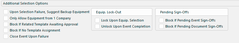 Selection Rules - Additional Selection Options