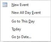 Year View - Right Click Options