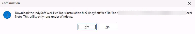 Confirming download of the Web-Tier Tools installation file