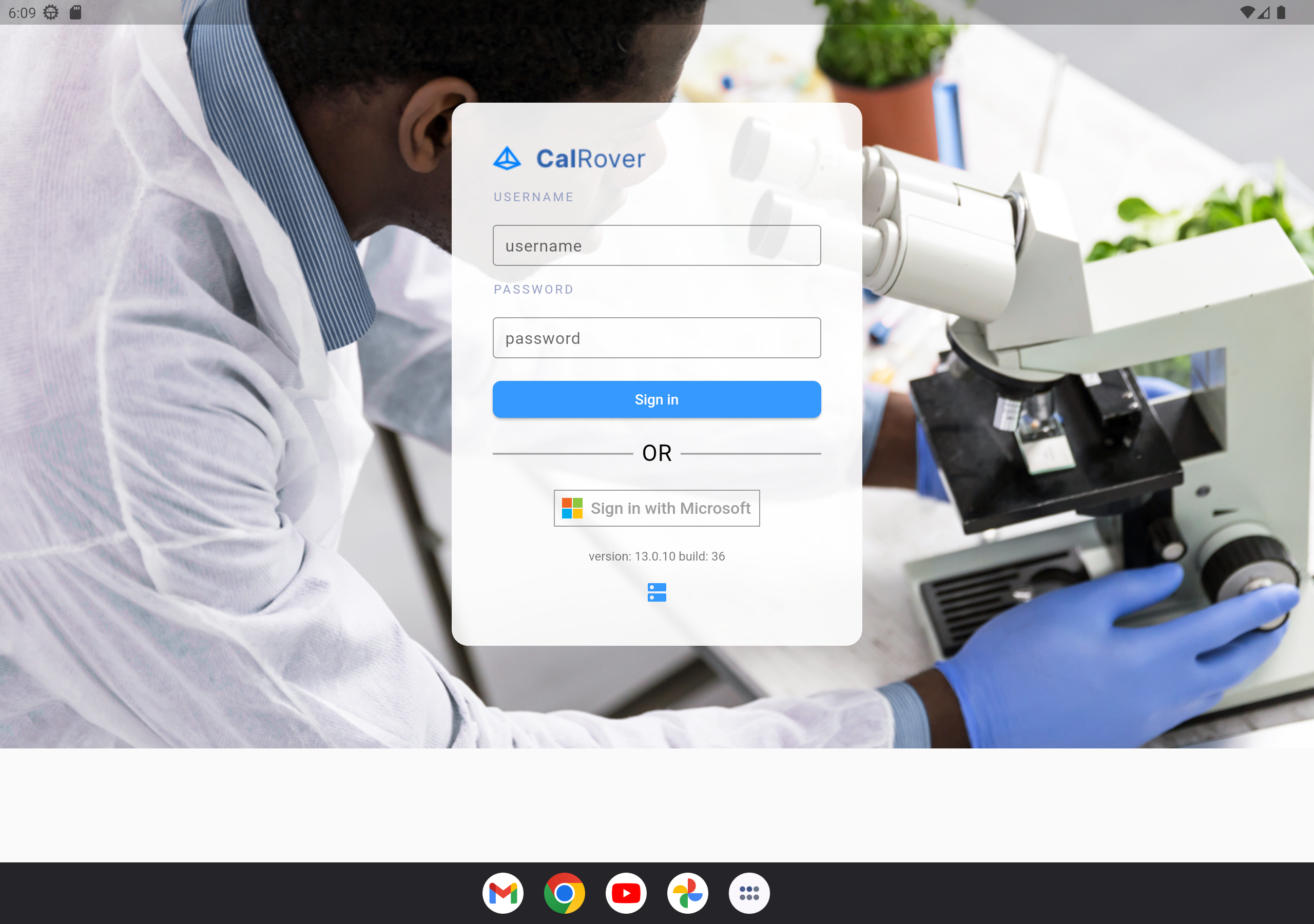 CalRover login screen