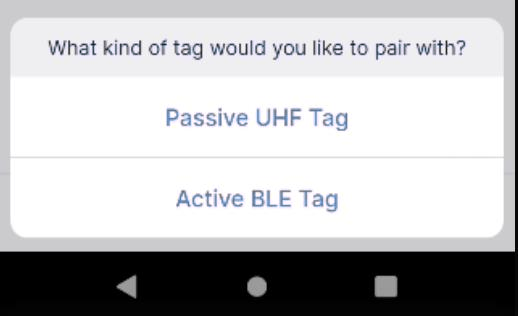 Pairing — selecting tag type