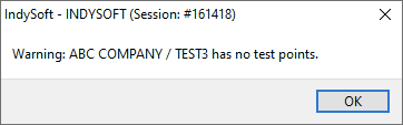 Missing test points warning