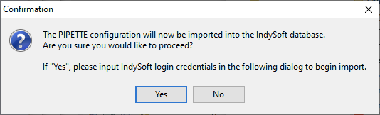 Pipette Configuration import confirmation