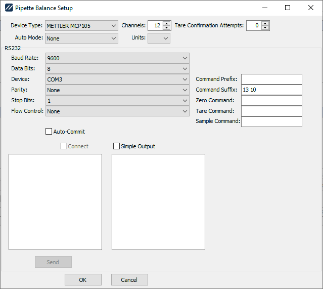 METTLER MCP 105 settings