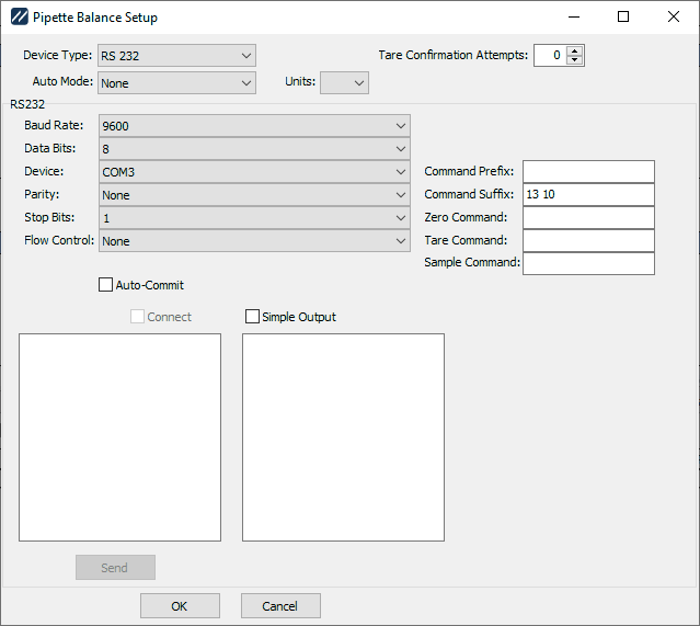 RS-232 settings