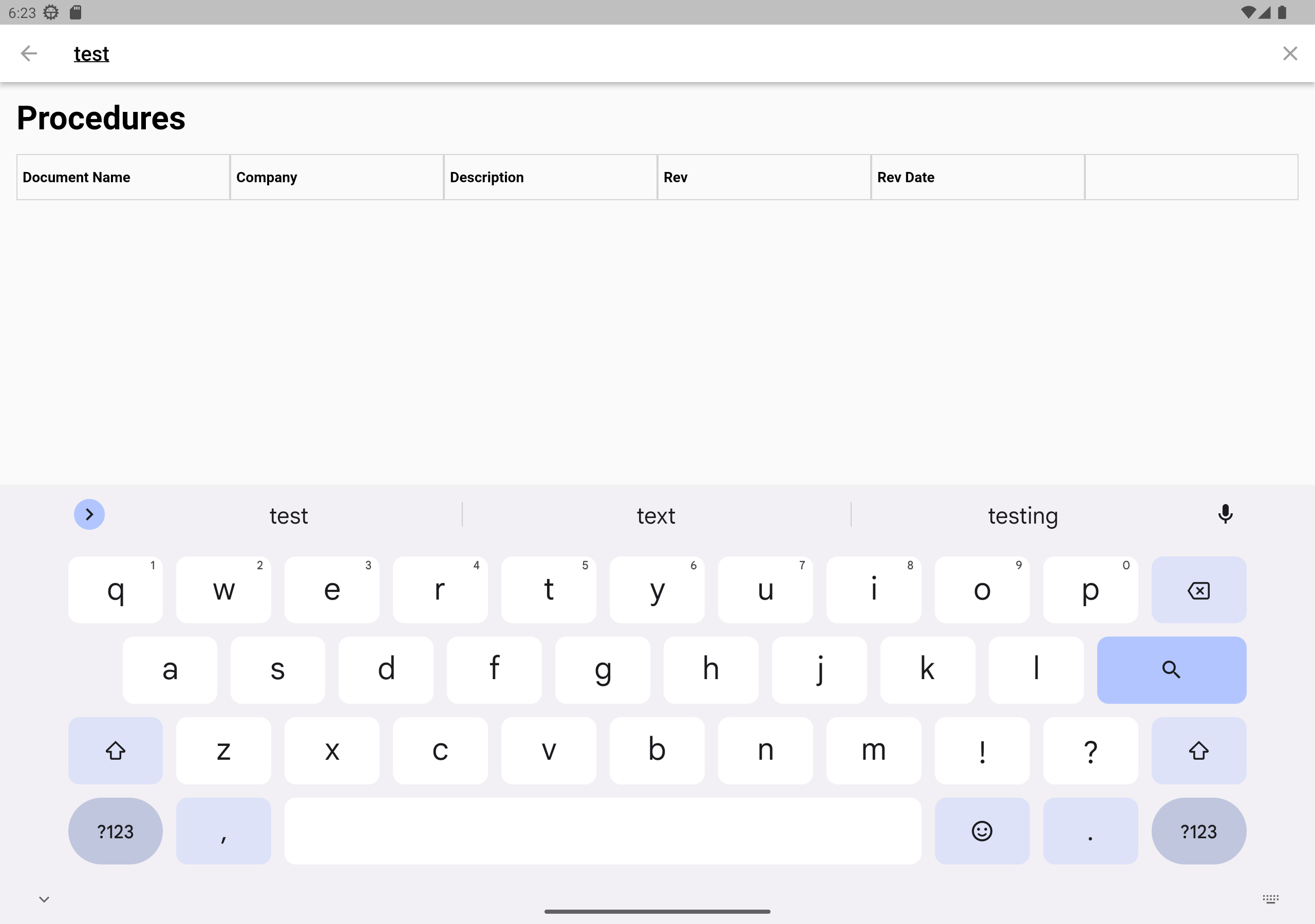 Procedures search results