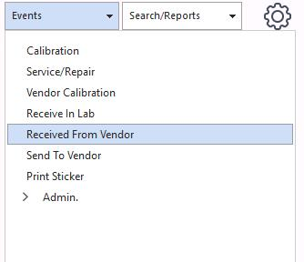 Received From Vendor event