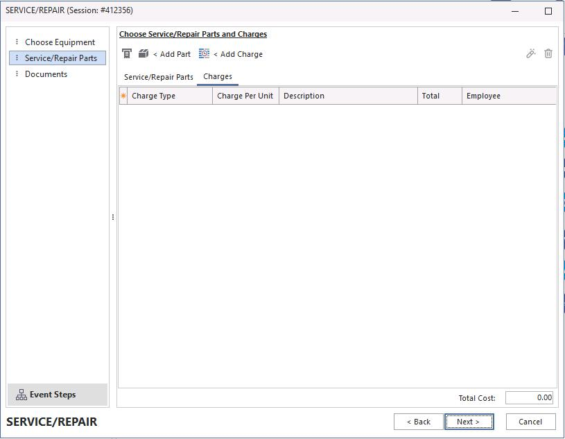 Step 2 — Service / Repair Parts and Charges