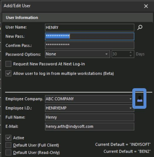 Navigating from user to employee record
