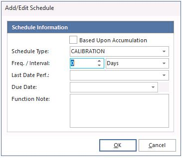 Add Schedule dialog