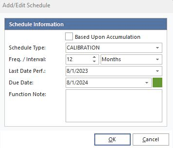 Completed schedule entry