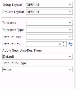 Default tolerance dialog