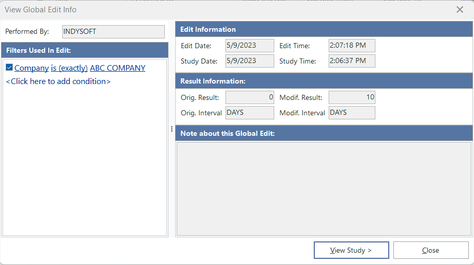 View Global Edit Info.