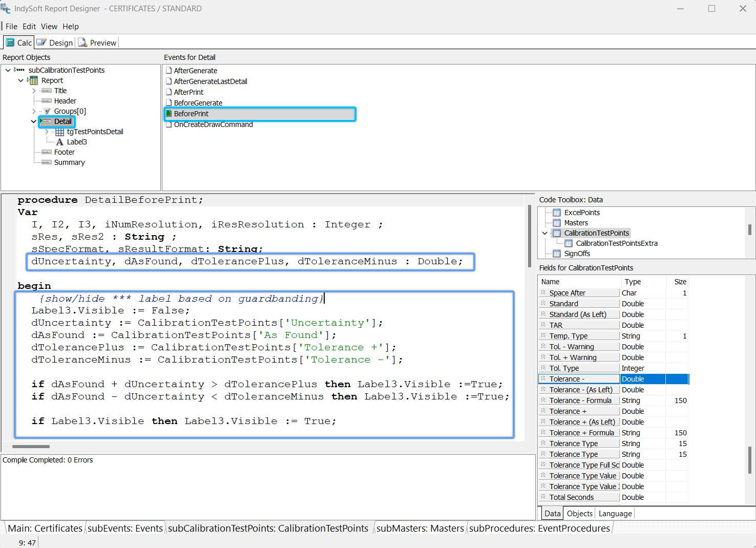 DetailBeforePrint Custom Code for Showing/Hiding Guardbanding Notice