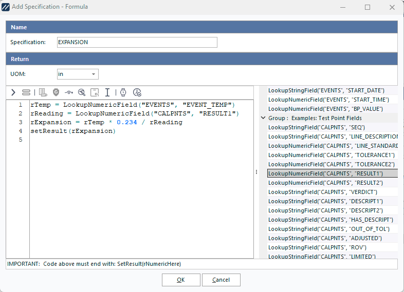 Add/Edit Uncertainty Attribute - FORMULA Type