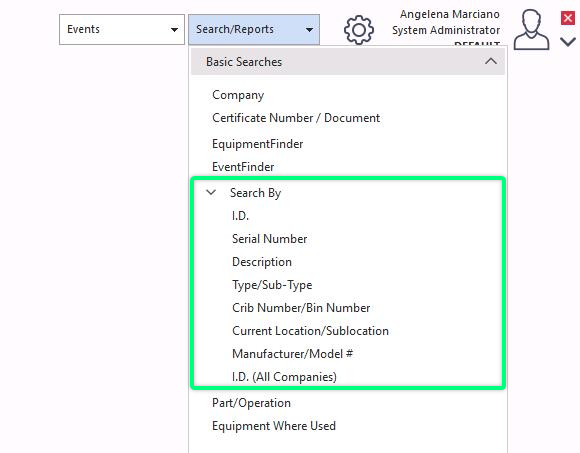 Search-By menu