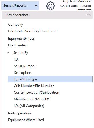 Search by Type / Sub-Type