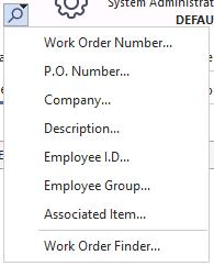 Work order search options