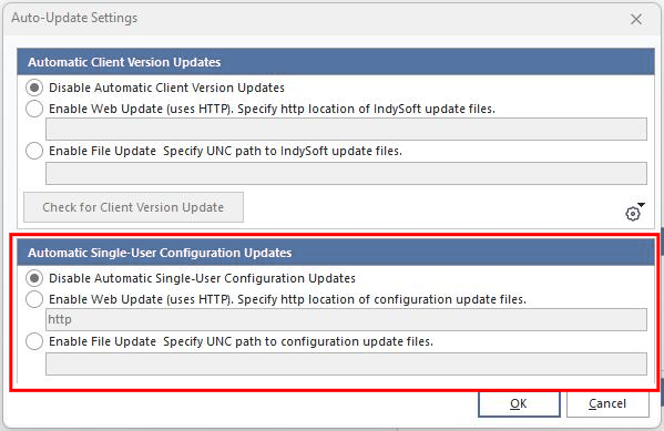 Configuración de actualización automática &amp; IndySoft - Usuario único - INDYSOFT (Sesión n.º 149729) 15 de mayo de 2023 a las 14:32:07