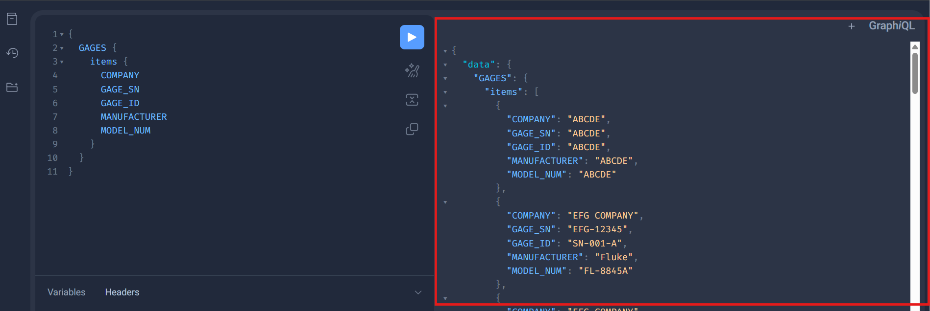 Syntax highlighting — keys in blue, string values in orange, for easy scanning.